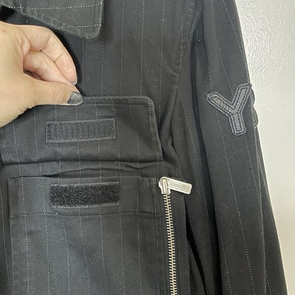 Vintage Yohji Yamamoto Y-3 y2k black striped cropped zip up jacket size medium - Picture 6 of 7